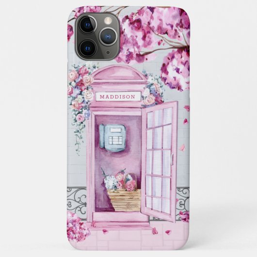 Coques Case-Mate iPhone Bouteille de téléphone rose floral personnalisée (Dos)