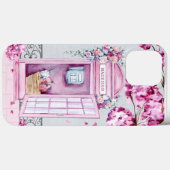 Coques Case-Mate iPhone Bouteille de téléphone rose floral personnalisée (Verso (horizontal))