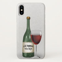 Bouteille de vin et de verre avec citation