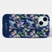 Coques Case-Mate iPhone Bouteilles d'aquarelle Fleur de bactéries Nom pers (Verso (horizontal))
