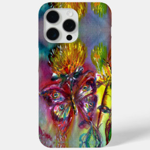 COQUE iPhone 15 PRO MAX BOUTEILLES ROUGES SUR THISTLES JAUNES, CIEL BLEU F