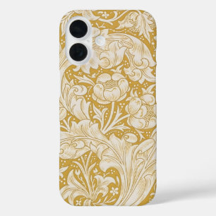 Coques iPhone 16 Bouton de célibataire en or de William Morris Flor