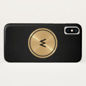 Coques Case-Mate iPhone Bouton d'or et métal en acier inoxydable noir (Dos (Horizontal))