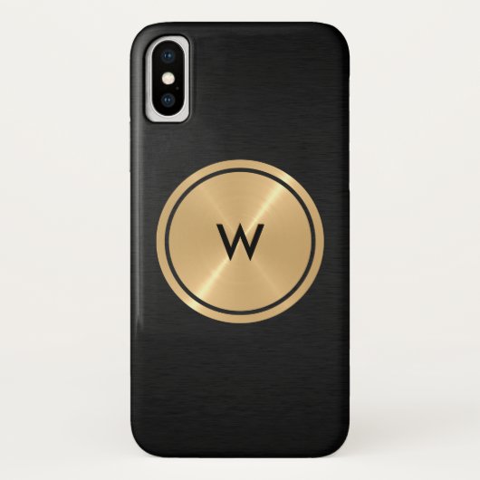 Coques Case-Mate iPhone Bouton d'or et métal en acier inoxydable noir (Dos)