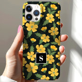 Coques Case-Mate iPhone Bouton d'Or Floral Monogrammé