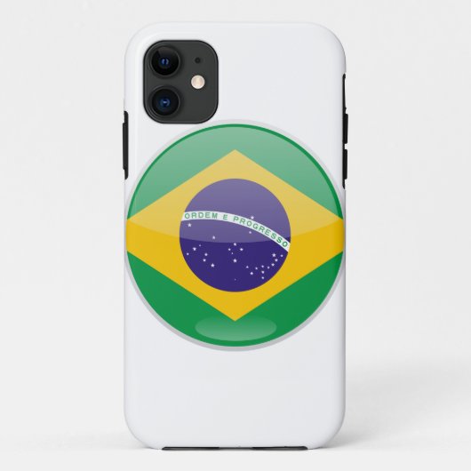 Coques Case-Mate iPhone Bouton du drapeau du Brésil (Dos)