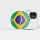 Coques Case-Mate iPhone Bouton du drapeau du Brésil (Dos (Horizontal))