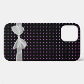 Coques Case-Mate iPhone Bow blanc Sheer sur des points de néon (Verso (horizontal))