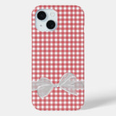 Coques Case-Mate iPhone Bow blanc sur En vichy rouge et blanc (Verso)