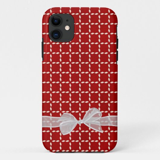 Coques Case-Mate iPhone Bow blanc sur rouge (Dos)