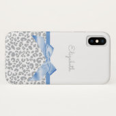 Coques Case-Mate iPhone Bow bleu clair avec Empreinte de léopard tendance (Dos (Horizontal))