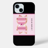 Coques Case-Mate iPhone Bow en verre rose avec pierre centrale (Verso)