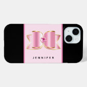 Coques Case-Mate iPhone Bow en verre rose avec pierre centrale (Verso (horizontal))