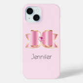 Coques Case-Mate iPhone Bow en verre rose avec pierre centrale (Verso)
