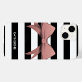 Coques Case-Mate iPhone Bow rose et rayures (Verso (horizontal))