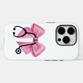 Coques Case-Mate iPhone Bow rose et stéthoscope Personnalisé Médicale (Verso (horizontal))