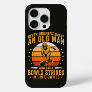 Coque iPhone 15 Pro Bowling Grand-père 80e Anniversaire