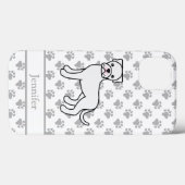 Coques Case-Mate iPhone Boxer Blanc Chien de Dessin Animé Mignon & Nom (Verso (horizontal))