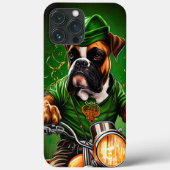 Coques Case-Mate iPhone Boxer Chien Conduite Vélo St. Patrick's Day (Verso)
