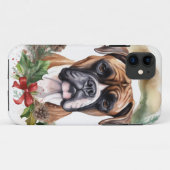 Coques Case-Mate iPhone Boxer Christmas Wreath Festive Pup (Dos (Horizontal))