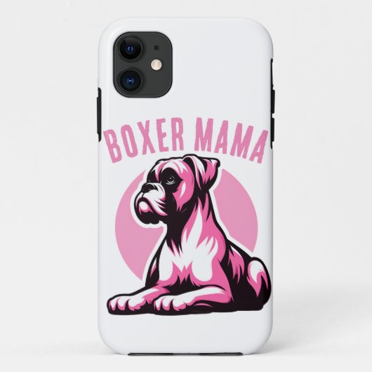Coques Case-Mate iPhone Boxer Mama : Silhouette de chien Boxer rose mignon (Dos)