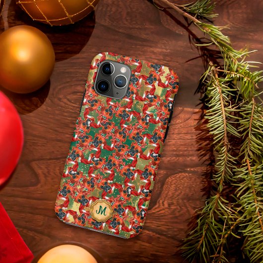 Coques Case-Mate iPhone Boxer vert doré Chien mignon Noël
