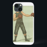 Coques Pour iPhone Boxer vintage avec troncs verts longs<br><div class="desc">Belle illustration d'un boxeur vintage dans sa position de combat. Ce pugiliste est prêt à faire douze tours dans ses longs troncs verts. Achetez votre exemplaire aujourd'hui !</div>