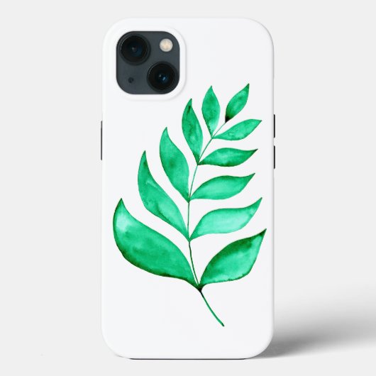 Coques Case-Mate iPhone Branche d'aquarelle simple - vert (Verso)