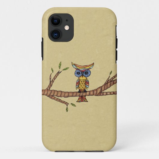 Coques Case-Mate iPhone Branche de chouette colorée (Dos)
