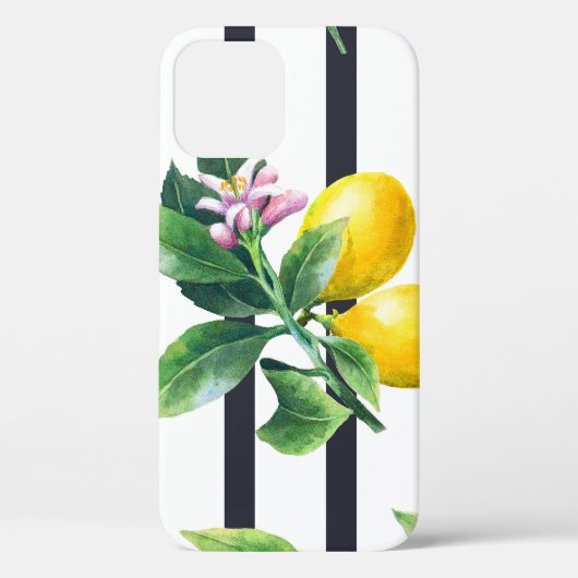 Coques Case-Mate iPhone Branche de citron : lisière d'aquarelle d'agrumes (Verso)