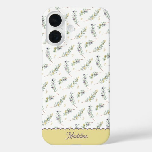 Coques Case-Mate iPhone Branche de olivier vert sauge monogramme nom (Verso)