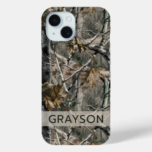 Coque Pour iPhone 15 Branches d'arbres de forêt Camouflage Personnalisé