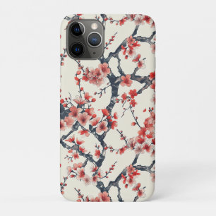 Case-Mate iPhone Case Branches de fleurs de cerisier corail sur fond ivo