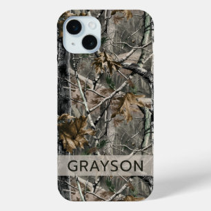 Coque iPhone 15 Mini Branches de forêt Camouflage Personnalisé