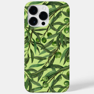 Coque Pour Pour iPhone 14 Pro Max Branches d'olive sur le vert miel