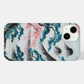 Coques Case-Mate iPhone Branches en fleurs et pics brumeux (Verso (horizontal))