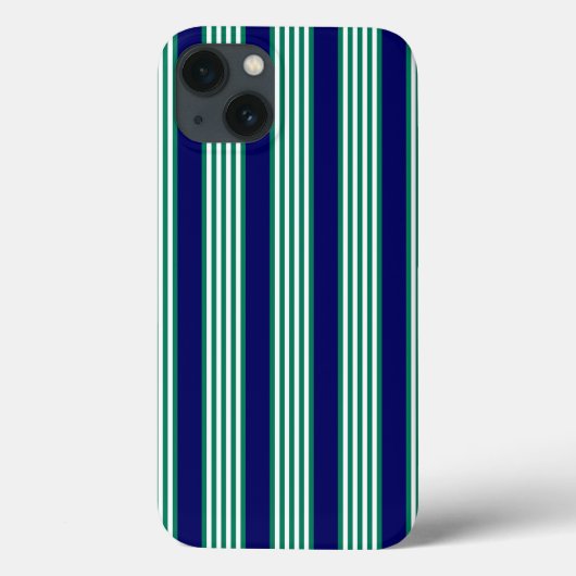 Coques Case-Mate iPhone Brayures blanches et vertes motif avec bleu marine (Verso)