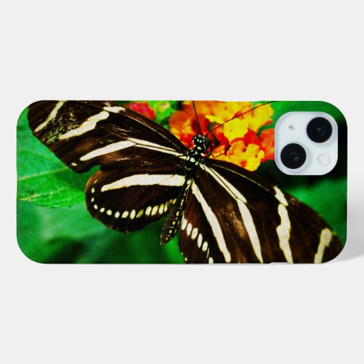 Coques Case-Mate iPhone Brayures blanches noires photo papillon zèbre (Verso (horizontal))
