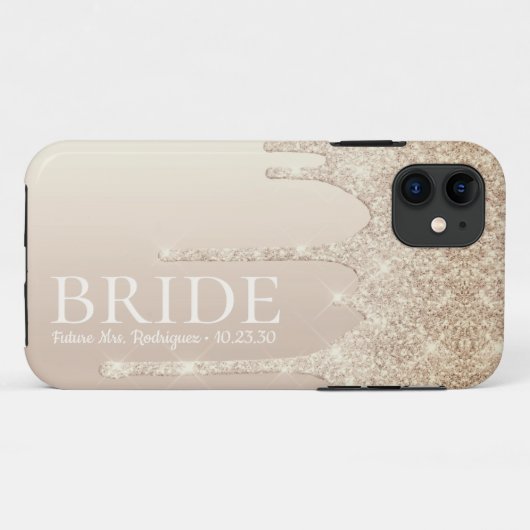 Coques Case-Mate iPhone Bride Future Mme Gold Parties scintillant Drip (Dos (Horizontal))