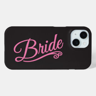 Coque Pour iPhone 15 Bride rose sur noir