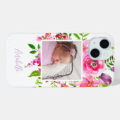 Coques Case-Mate iPhone Bright Blooms Custom Photo Monogramme (Verso (horizontal))
