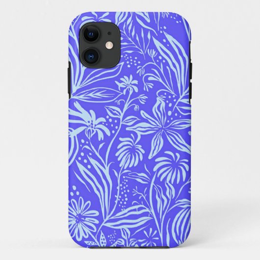 Coques Case-Mate iPhone Bright blue-Lilac floral pattern (Dos)
