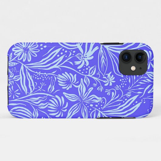 Coques Case-Mate iPhone Bright blue-Lilac floral pattern (Dos (Horizontal))