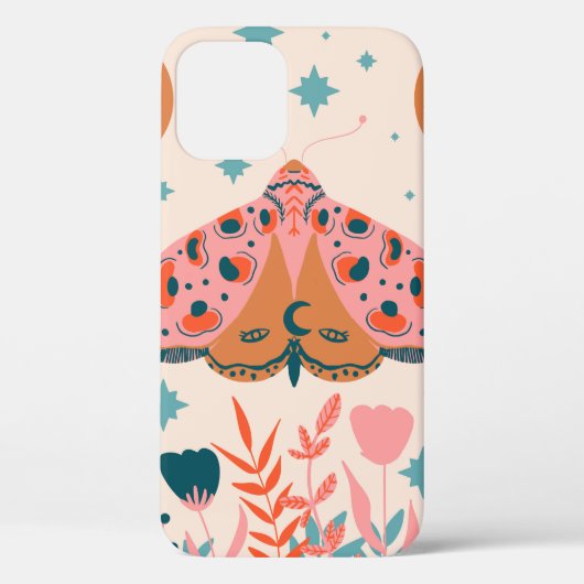 Coques Case-Mate iPhone Bright Folk art Moths motif (Verso)