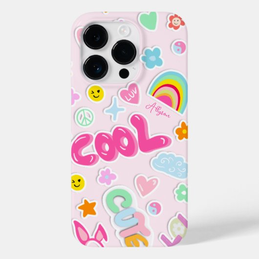 Coques Case-Mate iPhone Bright illustration rainbow stickers motif (Verso)