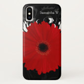 Coques Case-Mate iPhone Bright Red Gerbera Daisy on Black (Dos)