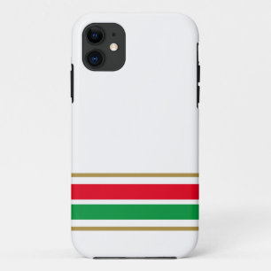 Case-Mate iPhone Case Bright Red Green Base Racing Stripes Sur Blanc