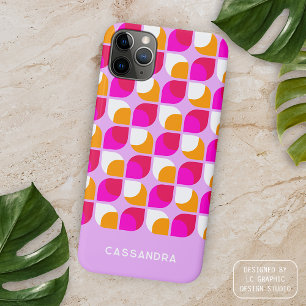Coque iPhone 15 Pro Max Bright Summer Pink Orange Motif d'art du Midsiècle
