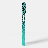 Coques Case-Mate iPhone Bright Turquoise Léopard Ombré Monogramme (Verso / Droite)
