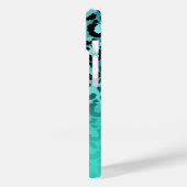 Coques Case-Mate iPhone Bright Turquoise Léopard Ombré Monogramme (Verso / Gauche)